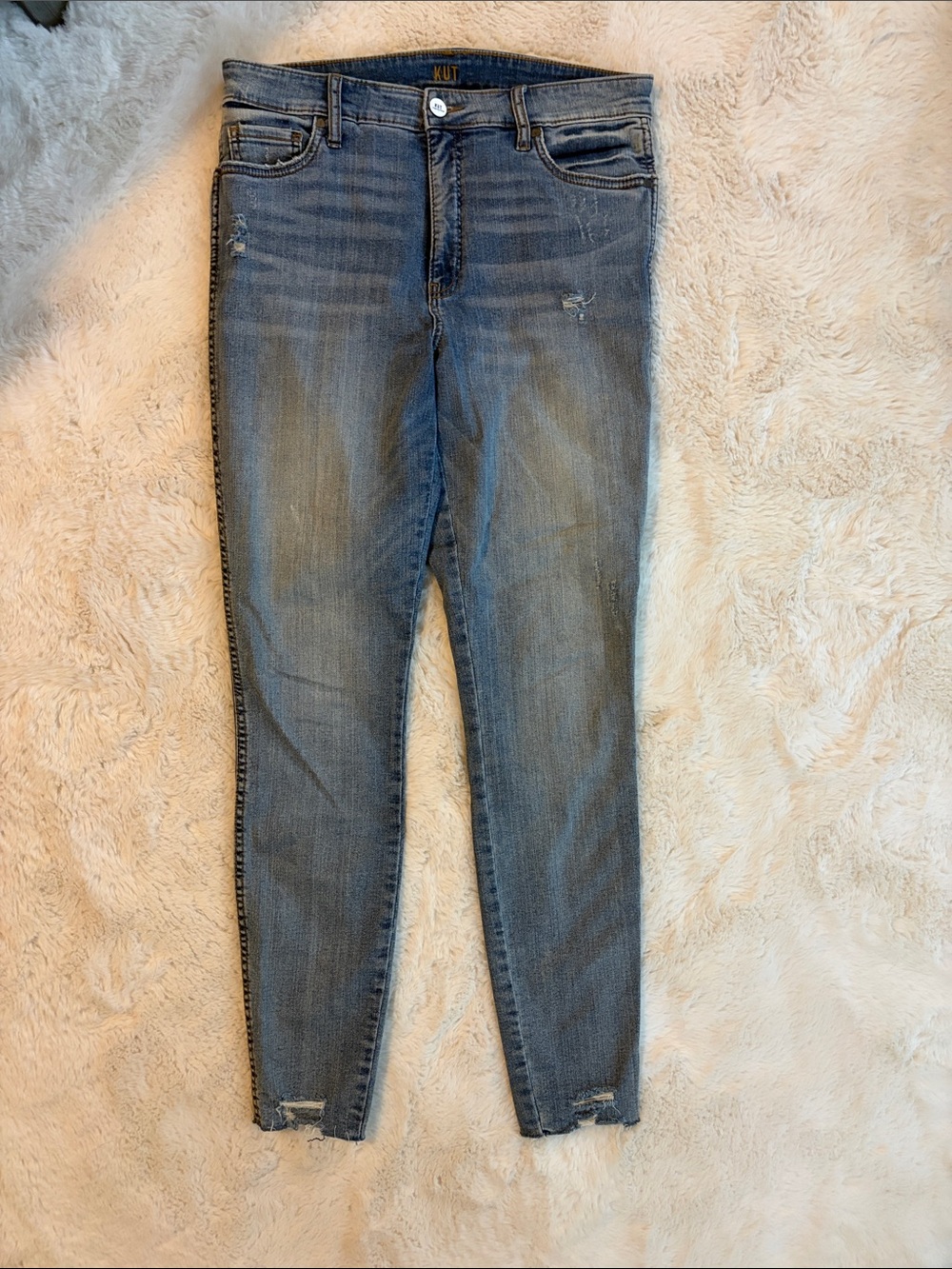 Kut from the Kloth Women's Faded Blue Distressed Skinny Jeans